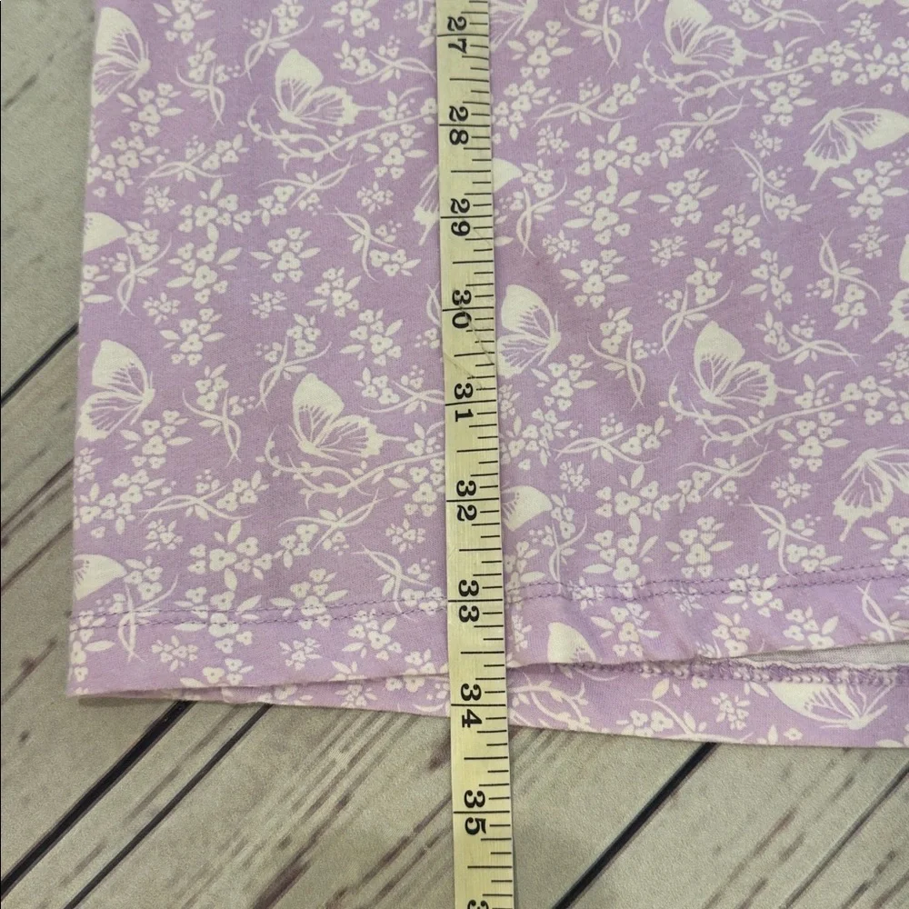 Sophia René Rofé Lavender Floral and Butterfly Short Nightgown Dress Size Medium